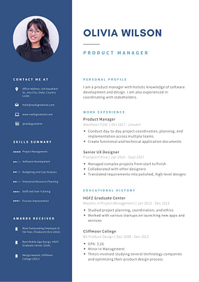 Example of a product manager resume that is NOT ATS friendly